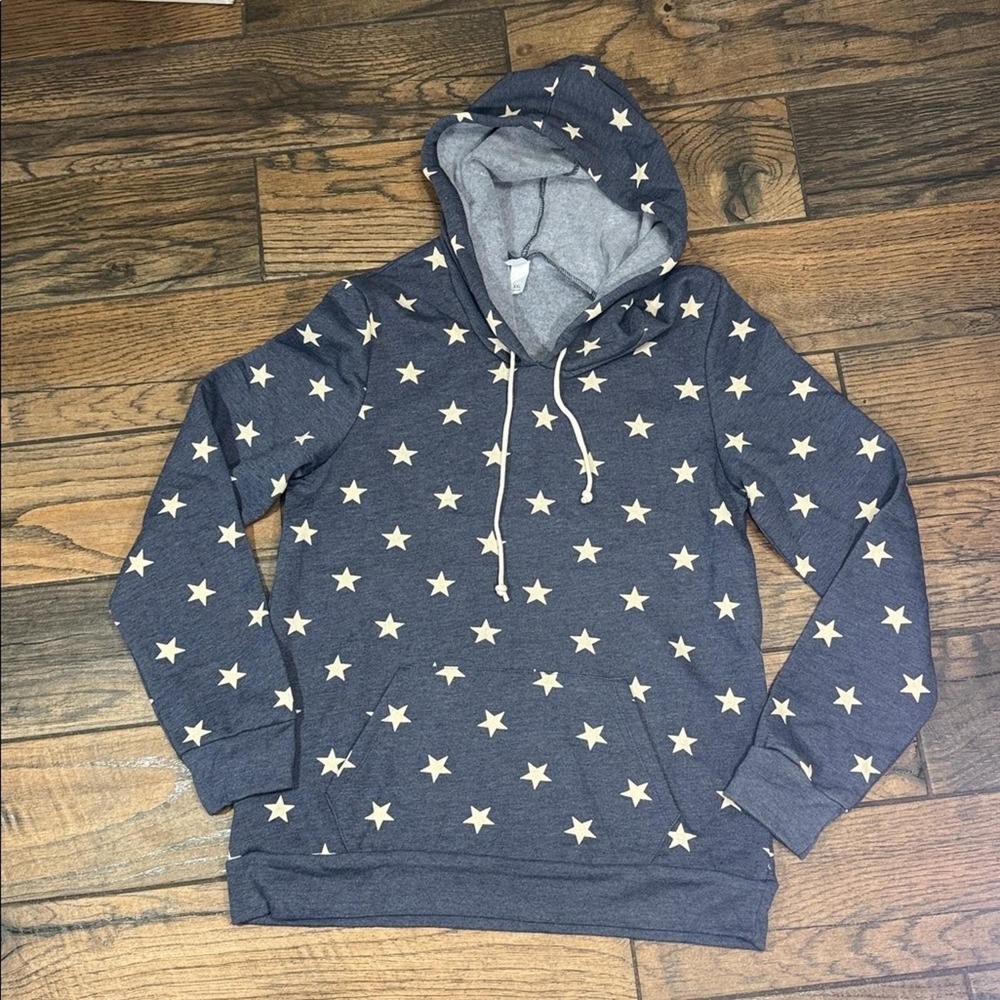 Alternative Blue Gray With Cream Stars Cozy Hoodie - Alternative
